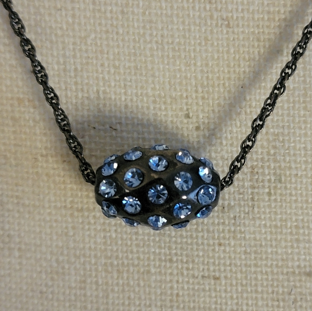 2028 Jewelry Blue Rhinestone Necklace & Dangle Earrings Set